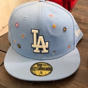 New Era Light Blue Cap with Floral Accents